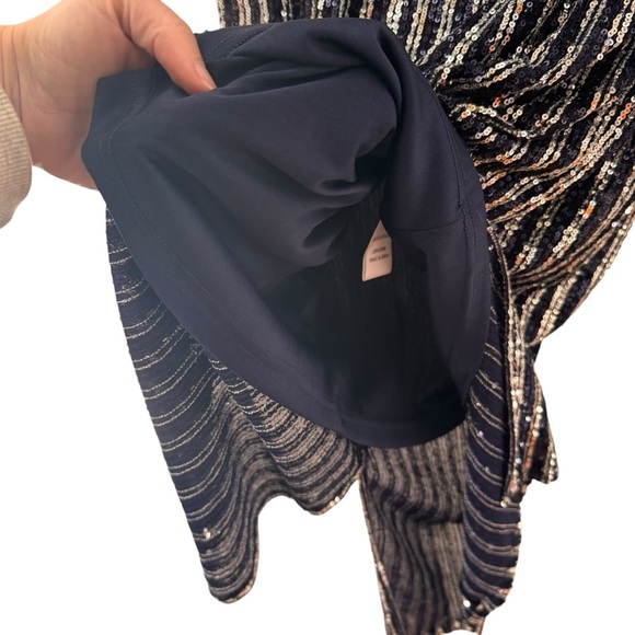 NWT Anthropologie Flat White Short-Sleeve Sequin Stripe Midi Dress Size Small - Picture 13 of 14